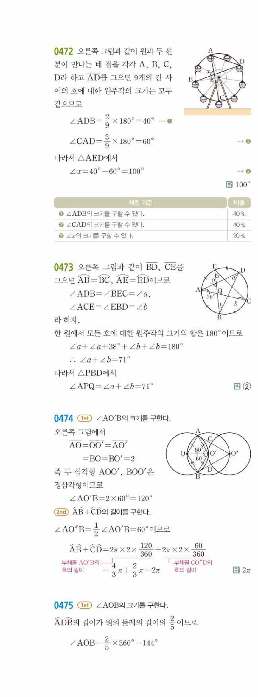15개정 쎈수학 중3-2 04 원주각 답지 해설 (15)