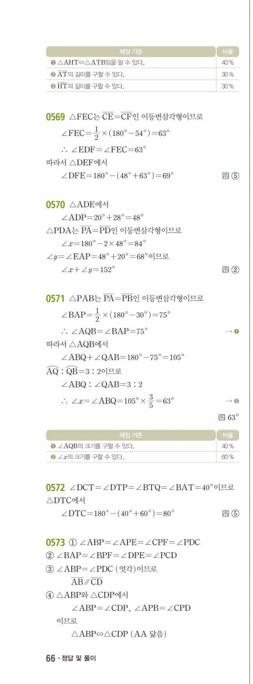 15개정 쎈수학 중3-2 05 원주각의 활용 답지 해설 (15)