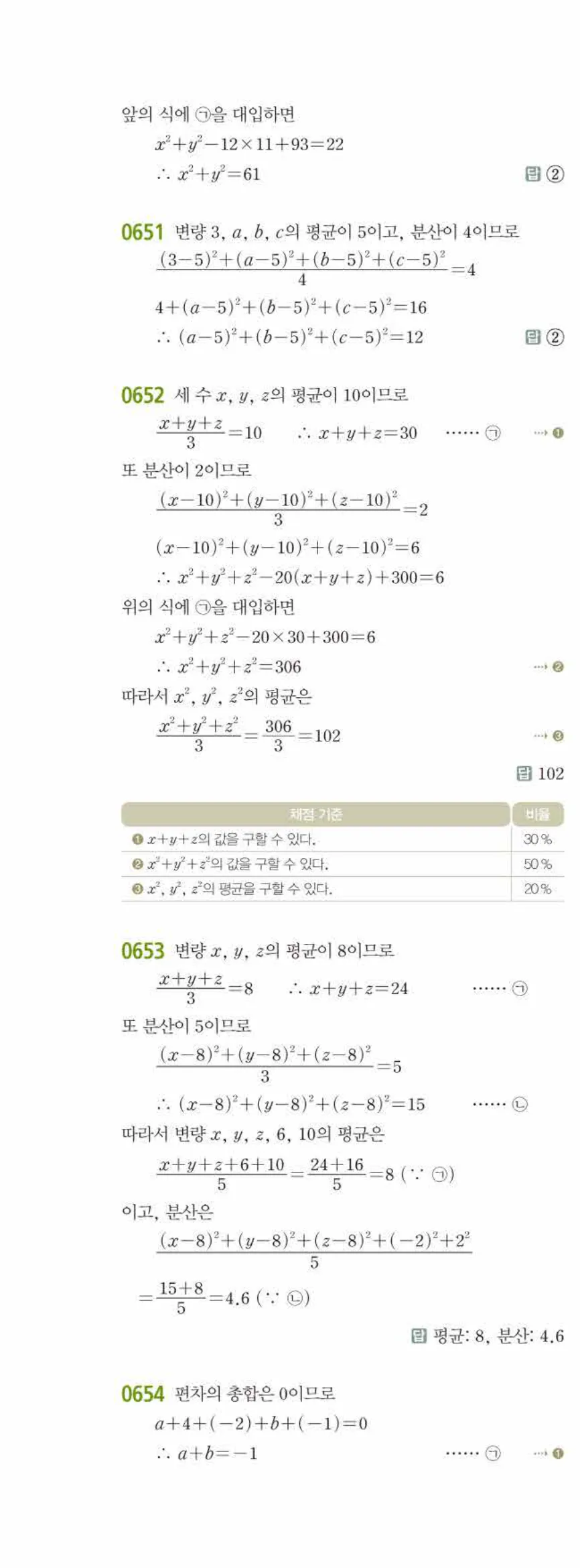 15개정 쎈수학 중3-2 06 대푯값과 산포도 답지 해설 (11)