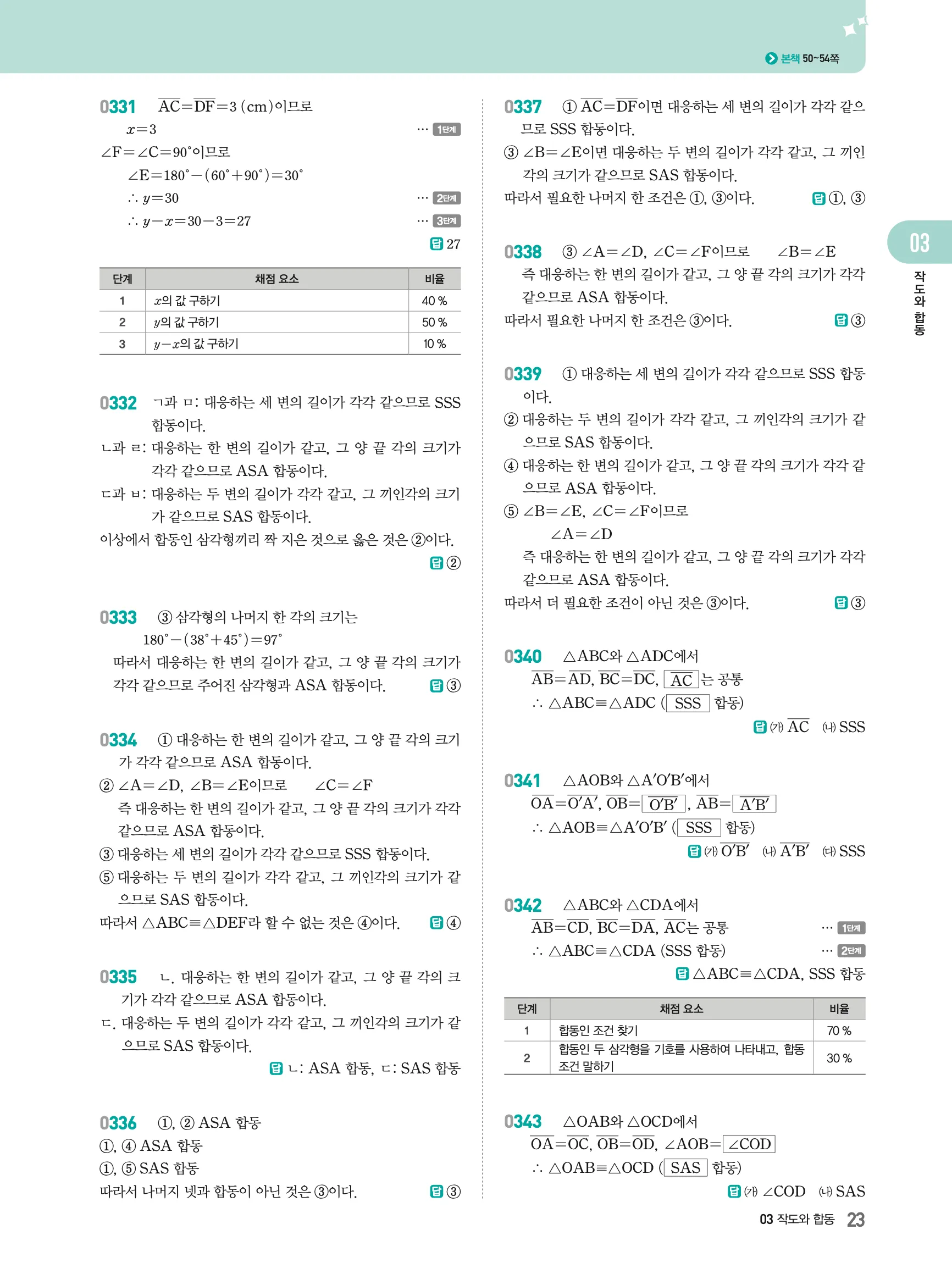 2026최신판 22개정 알피엠 중등 1-2 03 작도와 합동 해설 4