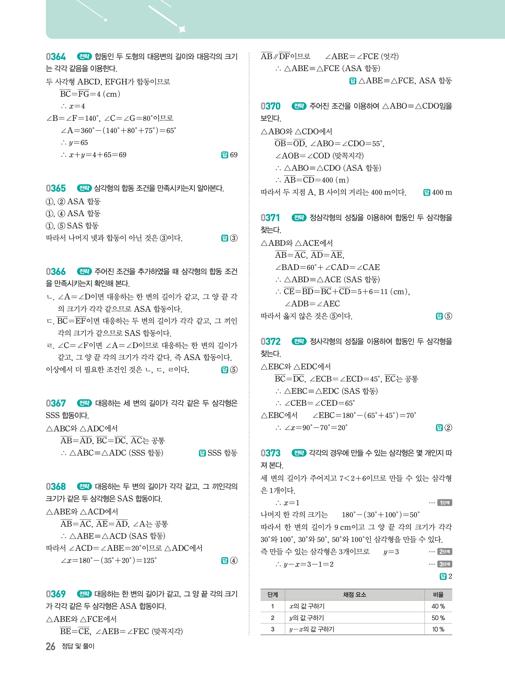 2026최신판 22개정 알피엠 중등 1-2 03 작도와 합동 해설 7