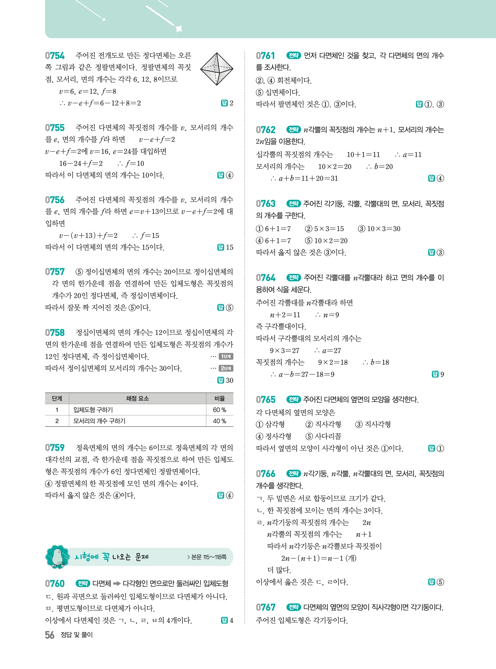 2026최신판 22개정 알피엠 중등 1-2 06 다면체와 회전체 해설 7
