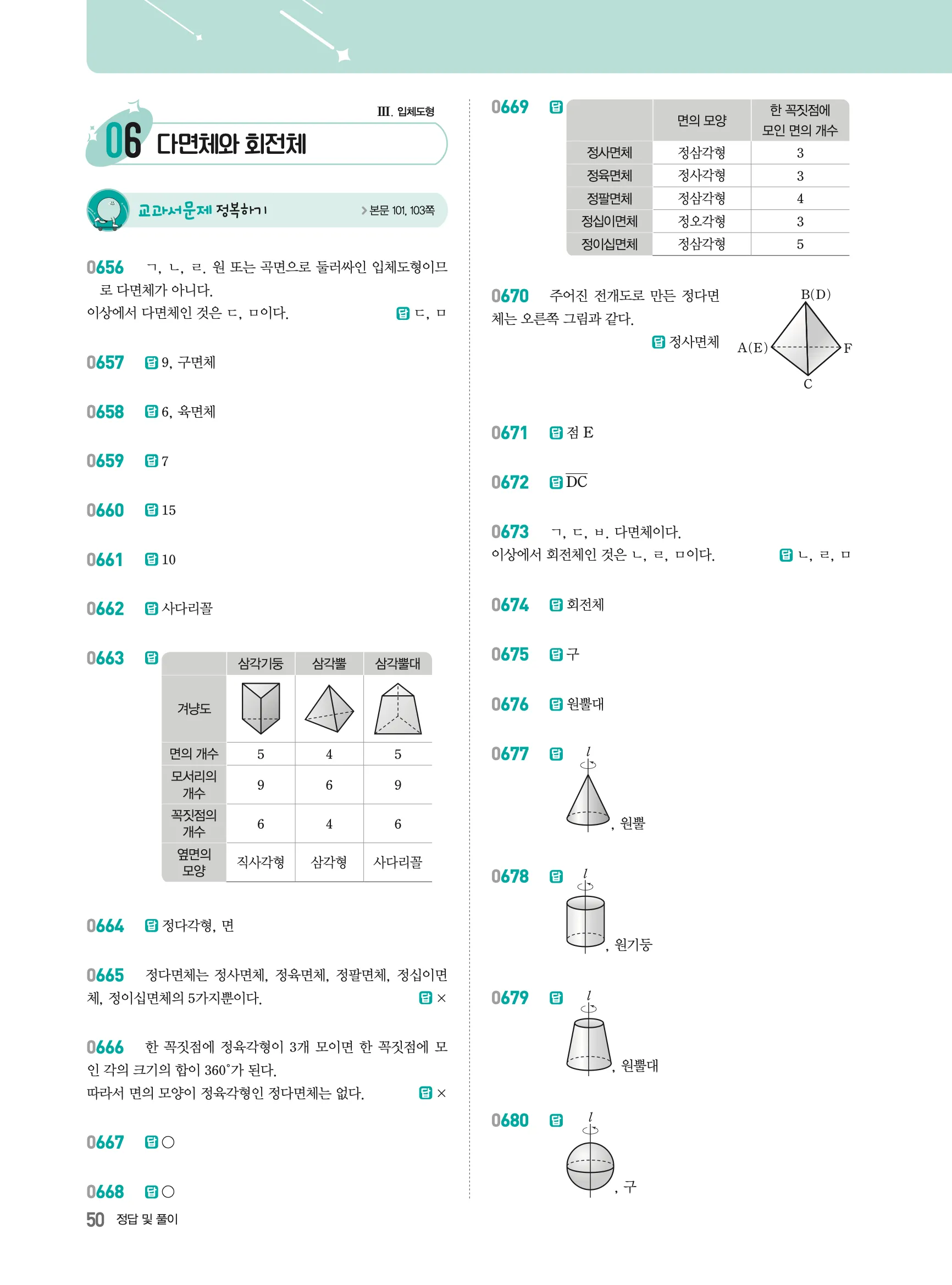 2026최신판 22개정 알피엠 중등 1-2 06 다면체와 회전체 해설 1