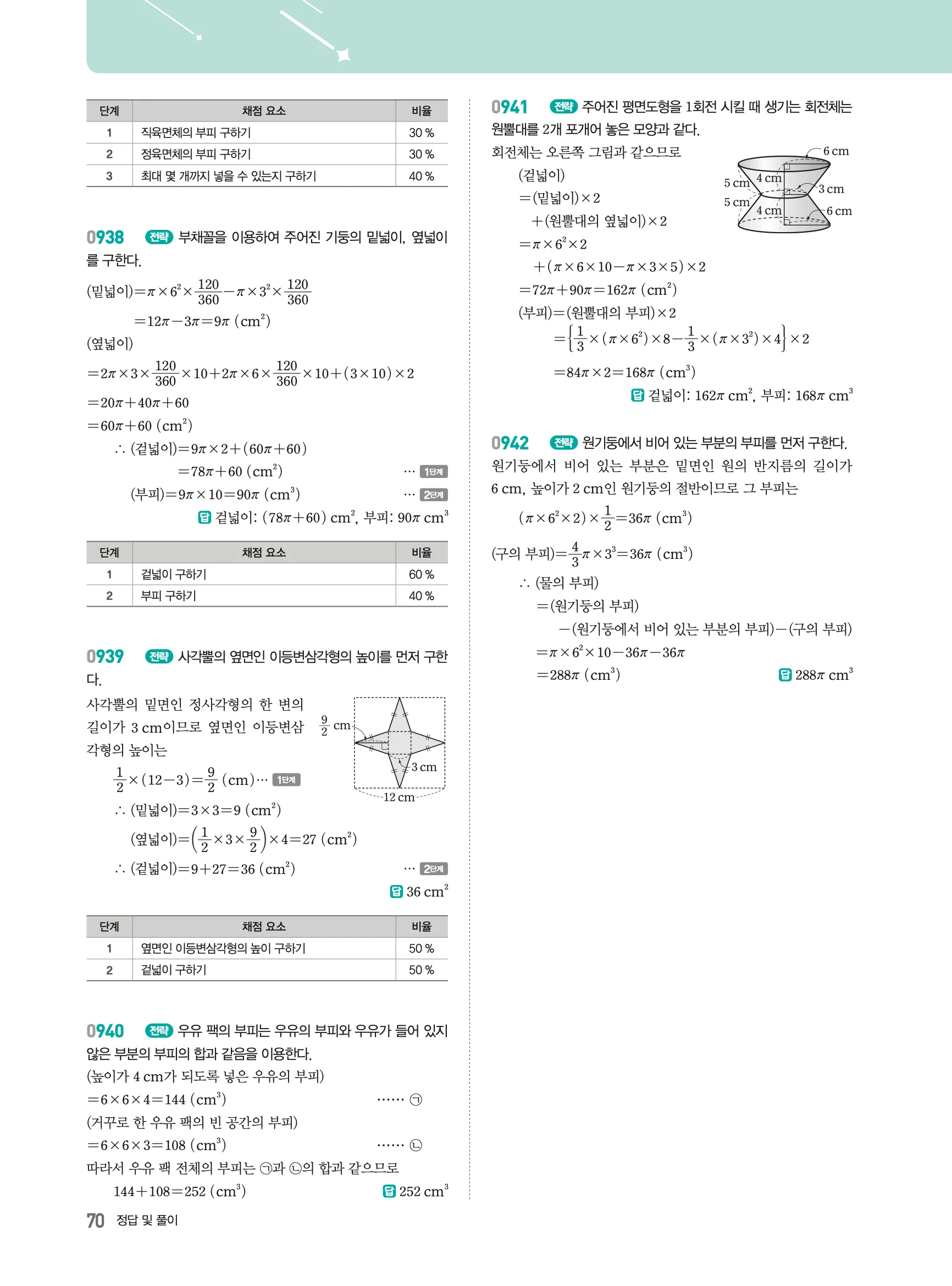 2026최신판 22개정 알피엠 중등 1-2 07 입체도형의 겉넓이와 부피 해설 12