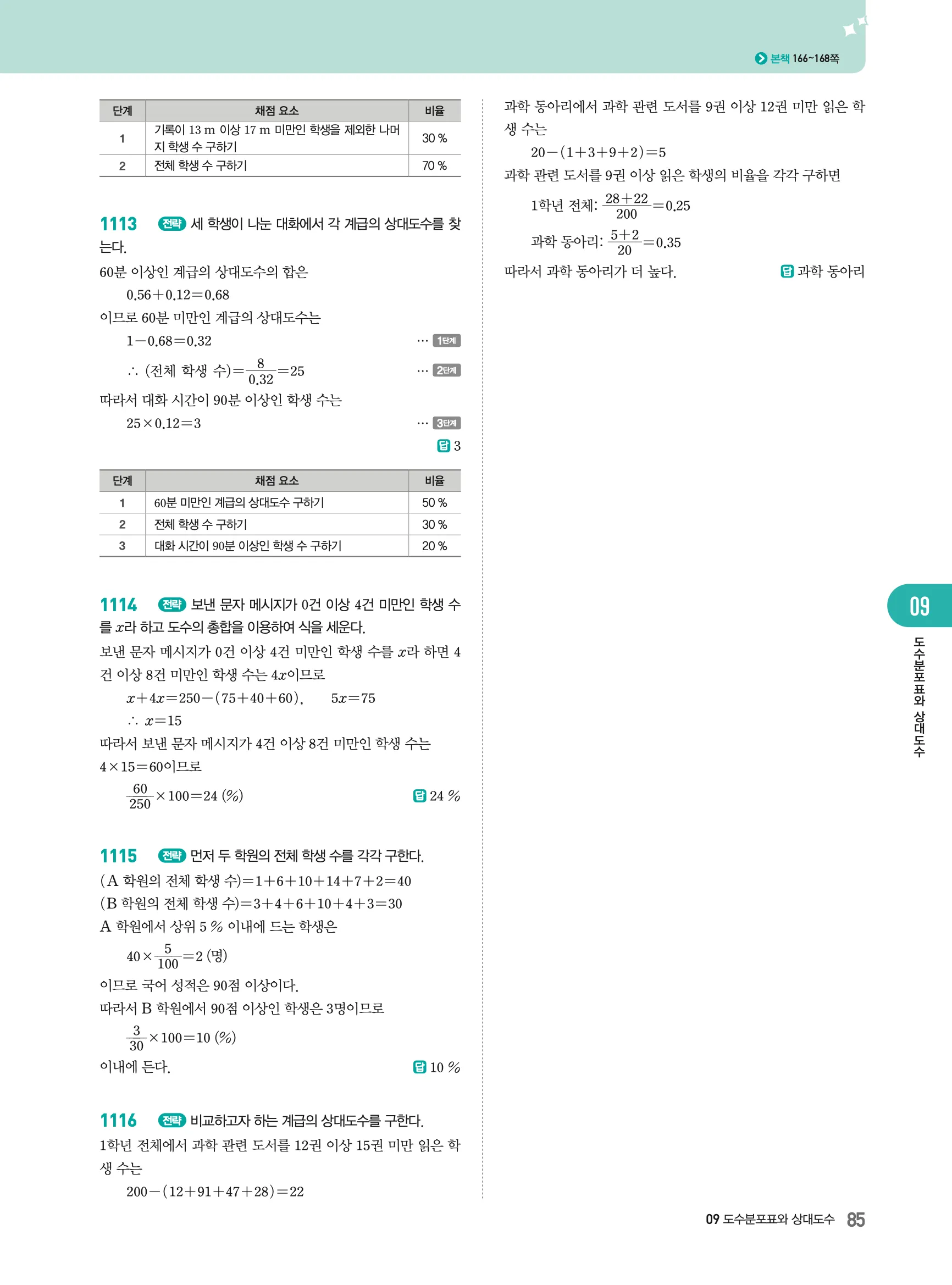 2026최신판 22개정 알피엠 중등 1-2 09 도수분포표와 상대도수 해설 10