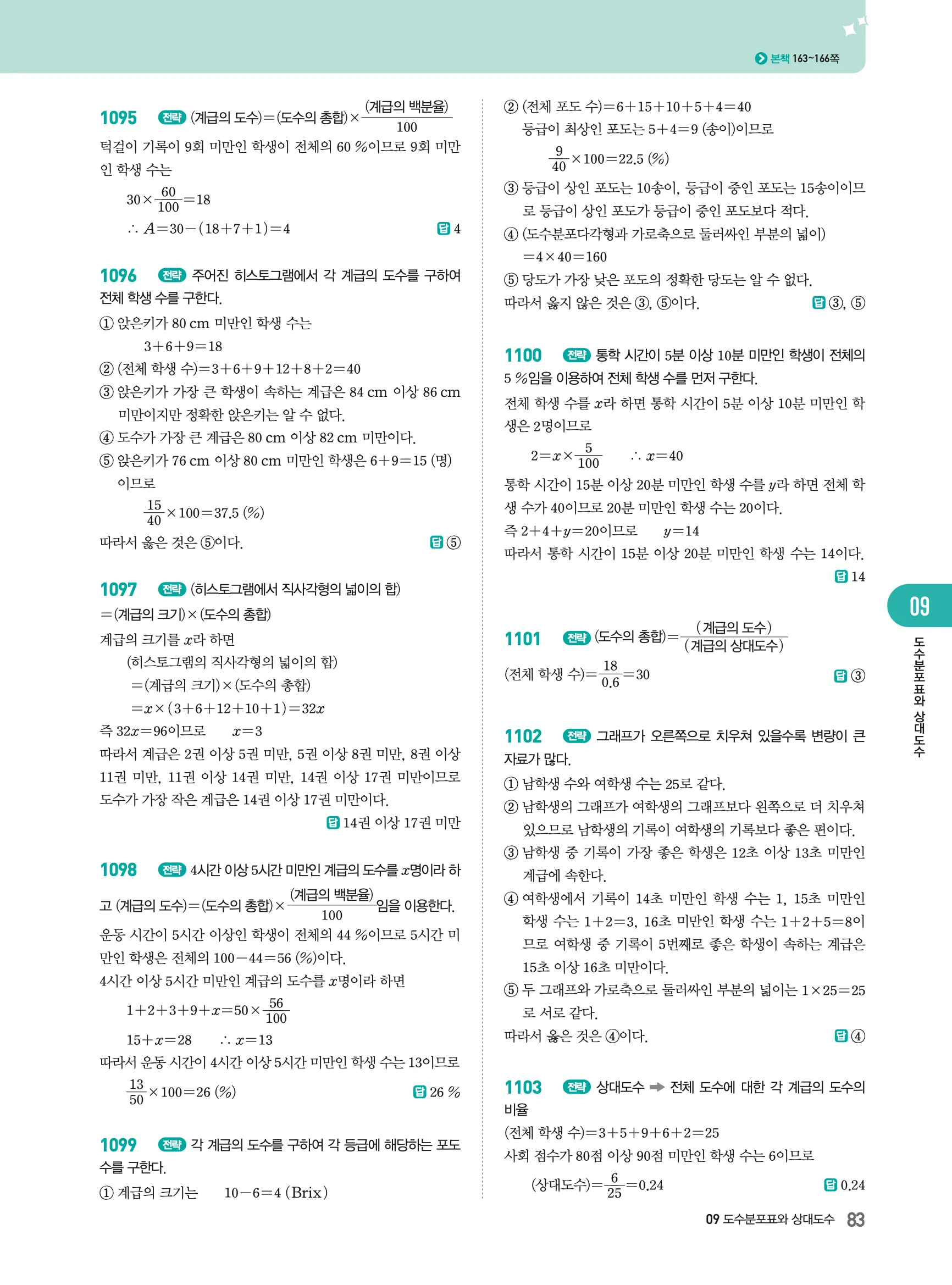2026최신판 22개정 알피엠 중등 1-2 09 도수분포표와 상대도수 해설 8