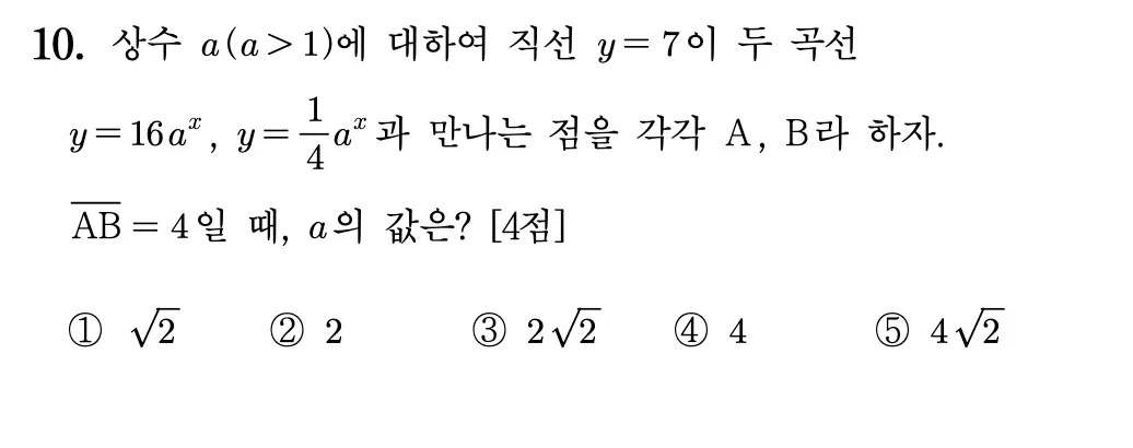 2026학년도 9월 고3 모의평가 수학 10번 문제