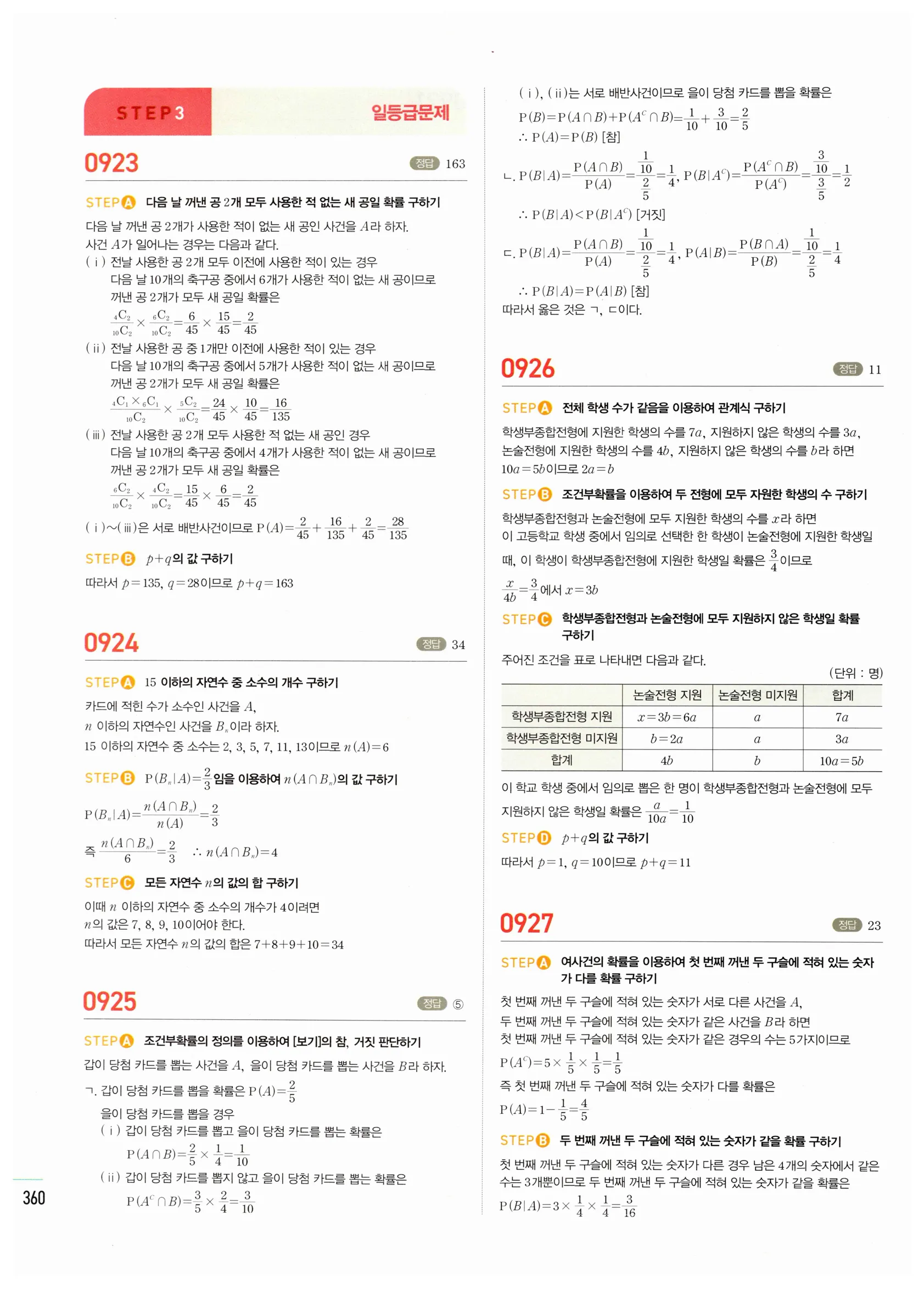 2026 마플시너지 확률과통계 04 사건의 독립과 종속 답지 65쪽