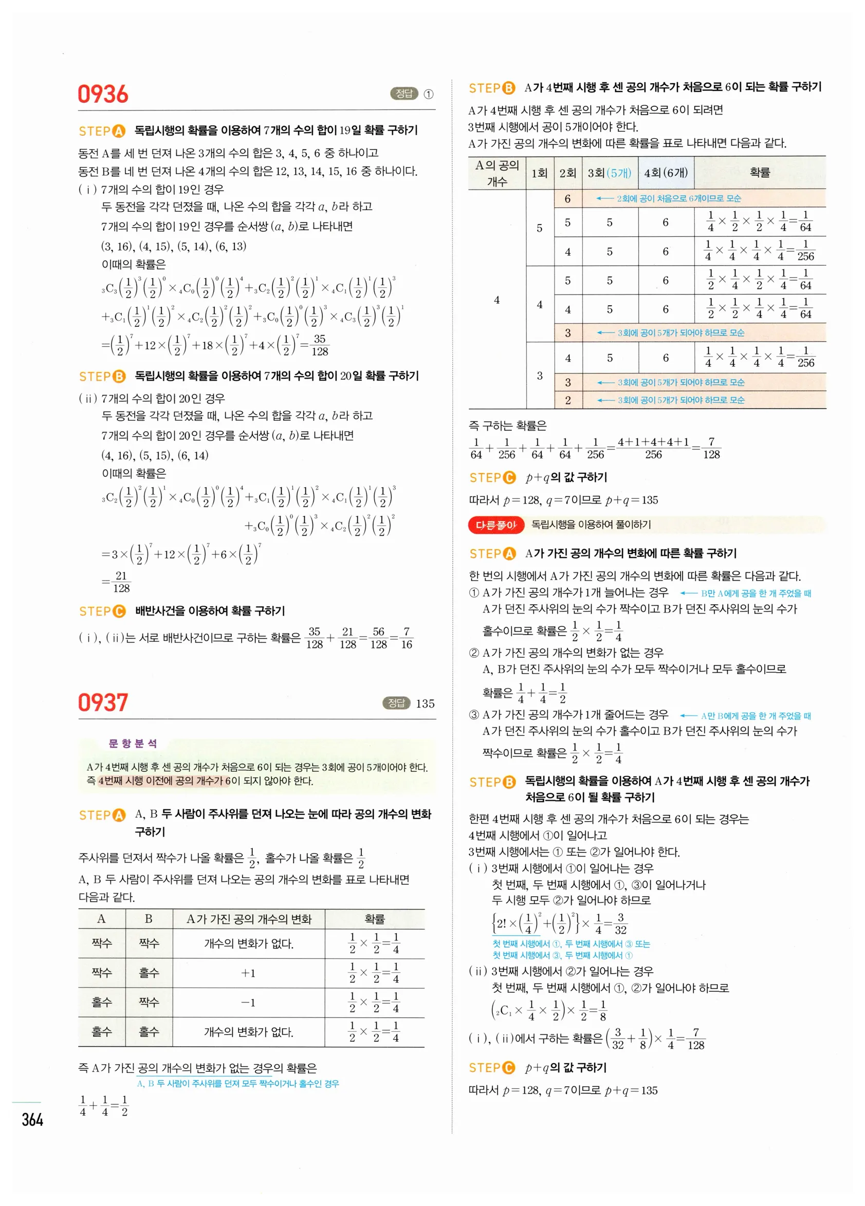 2026 마플시너지 확률과통계 04 사건의 독립과 종속 답지 69쪽