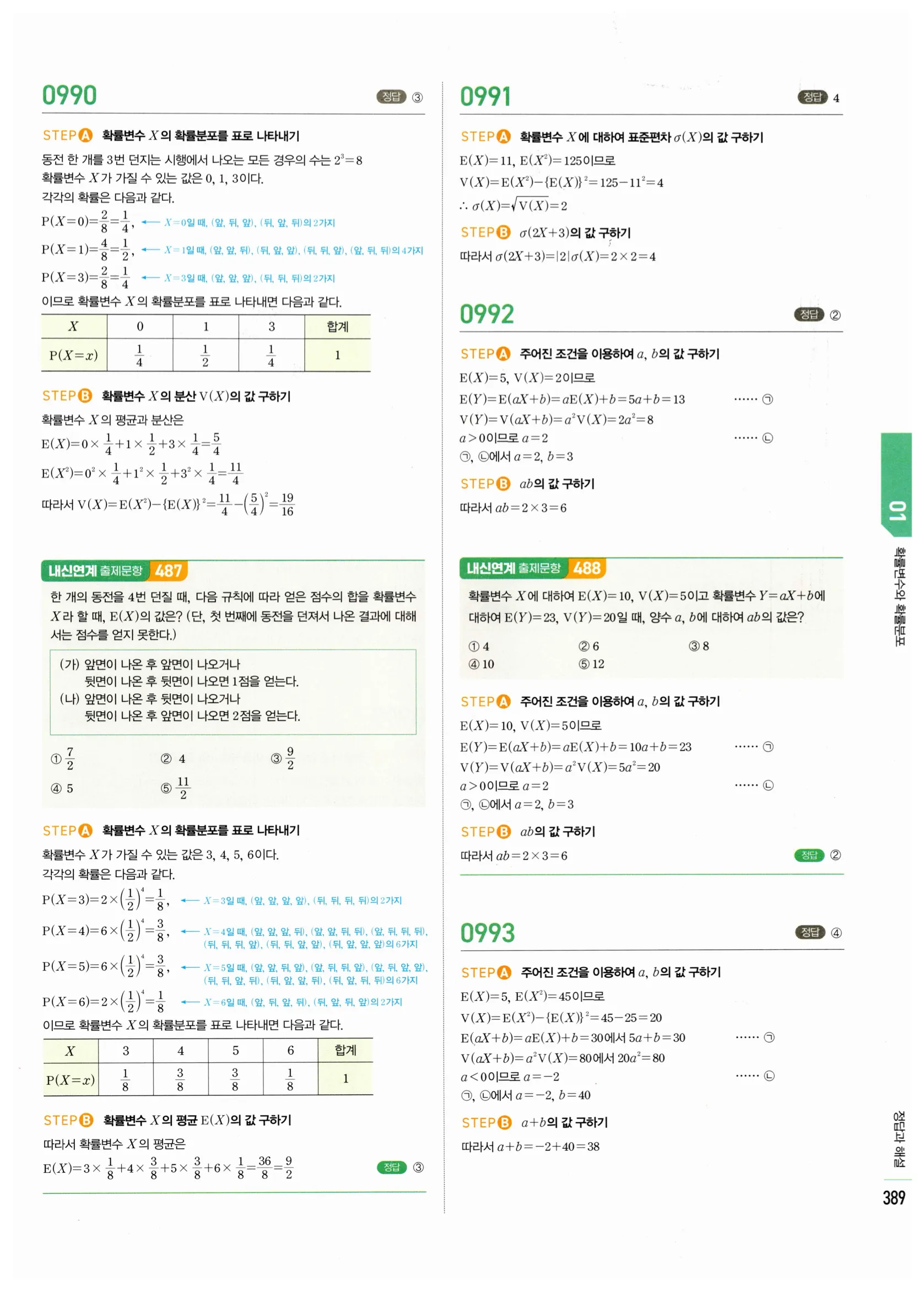 2026 마플시너지 확률과통계 01 확률변수와 확률분포 답지 19쪽