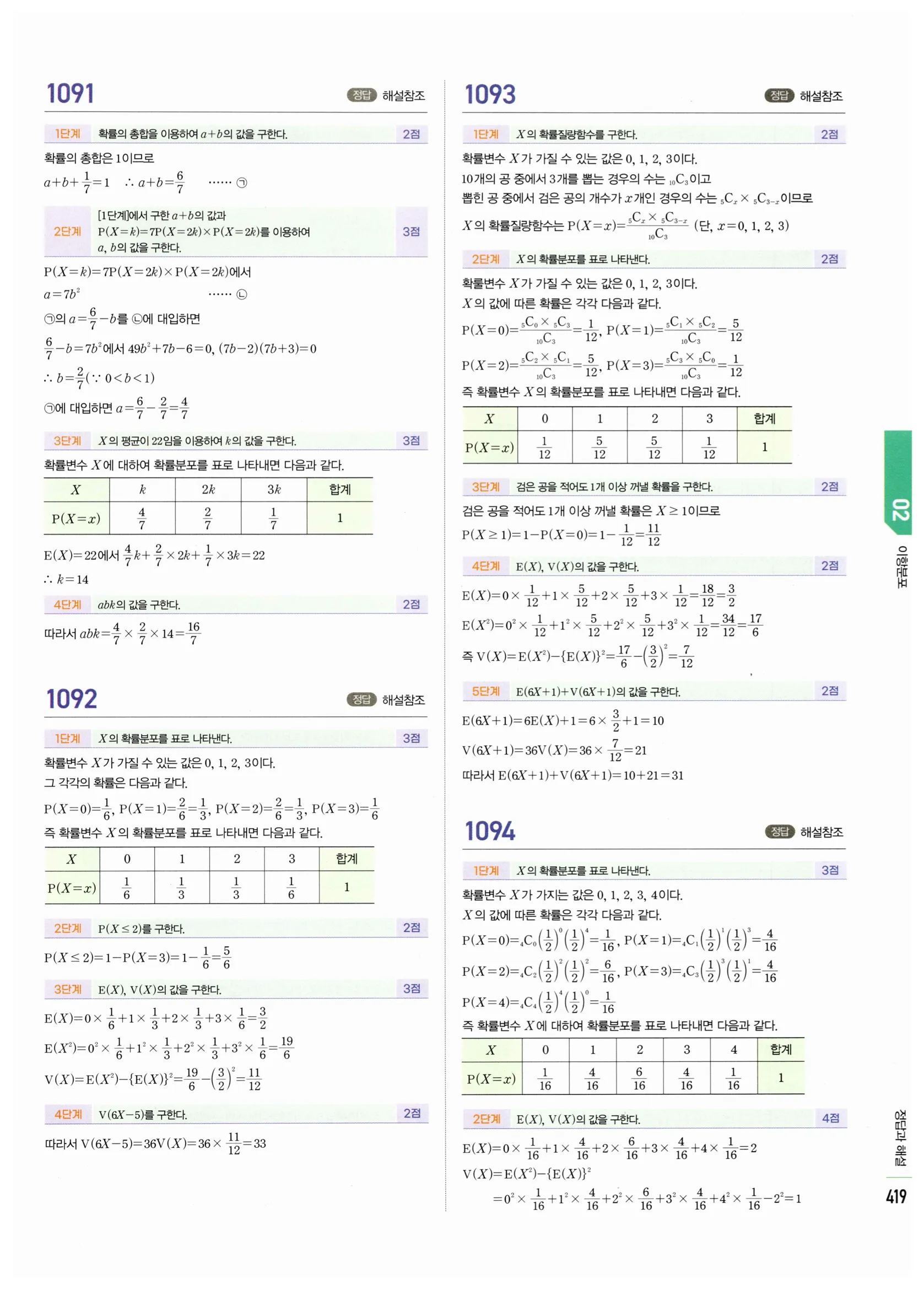 2026 마플시너지 확률과통계 02 이항분포 답지 19쪽