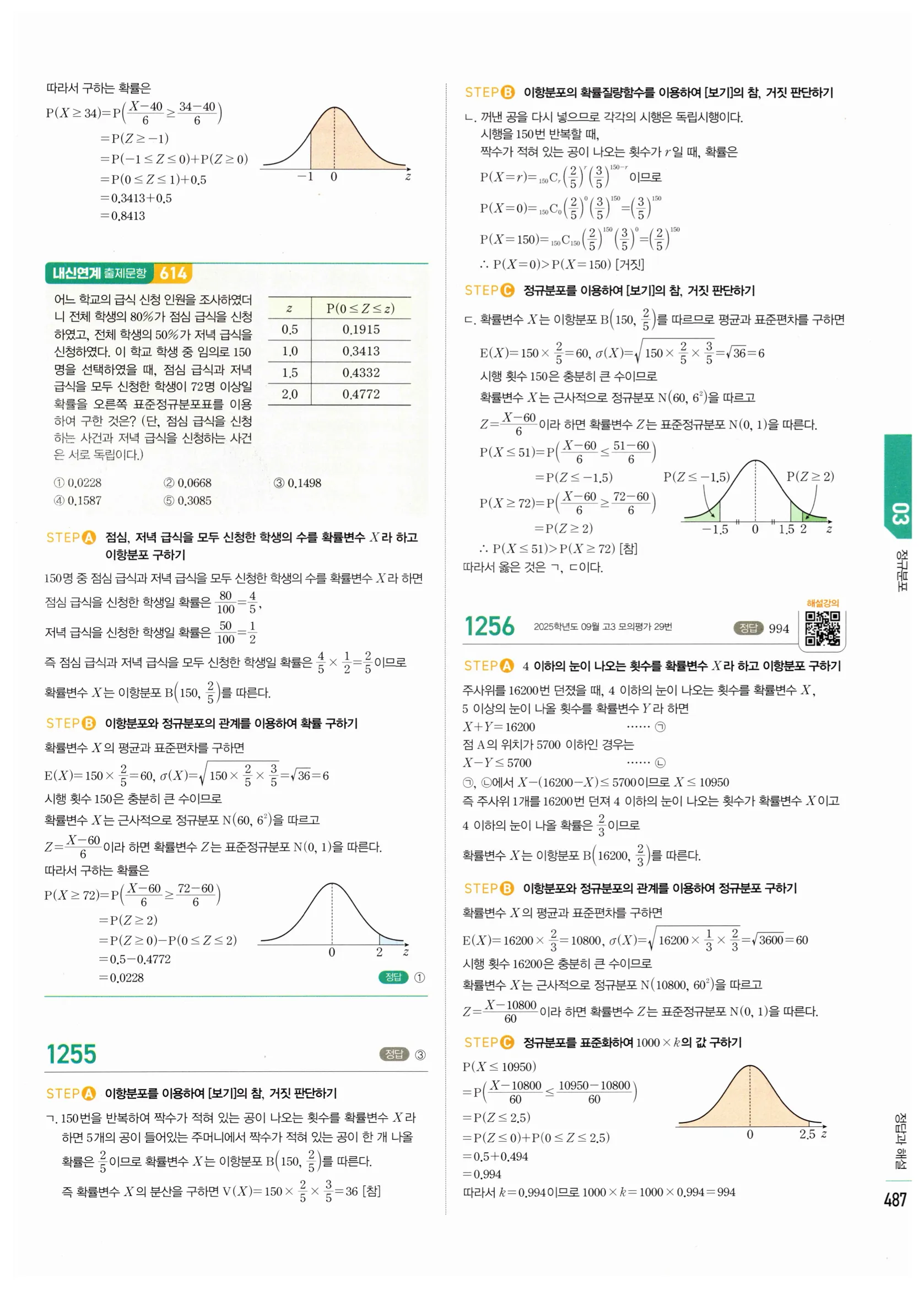 2026 마플시너지 확률과통계 03 정규분포 답지 62쪽