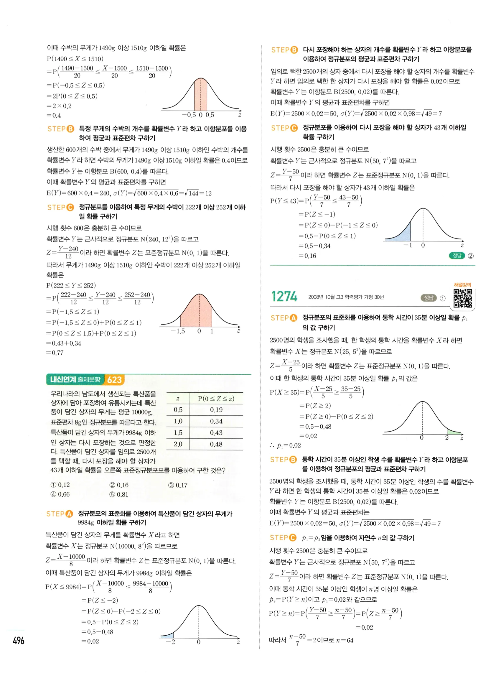 2026 마플시너지 확률과통계 03 정규분포 답지 71쪽