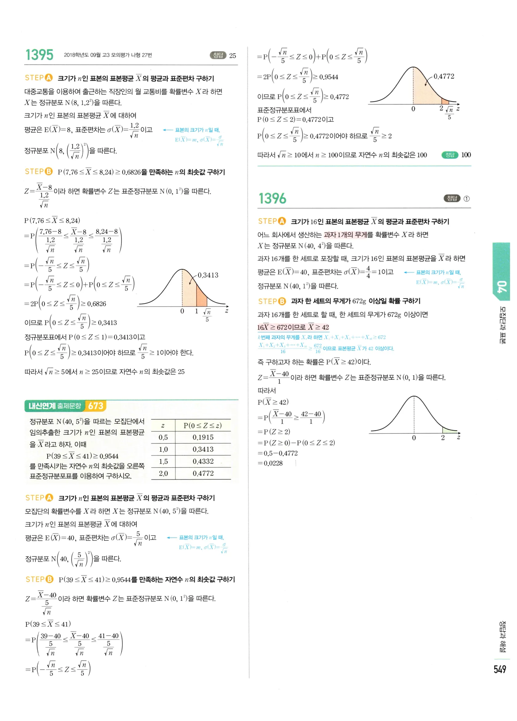 2026 마플시너지 확률과통계 04 모집단과 표본 답지 40쪽