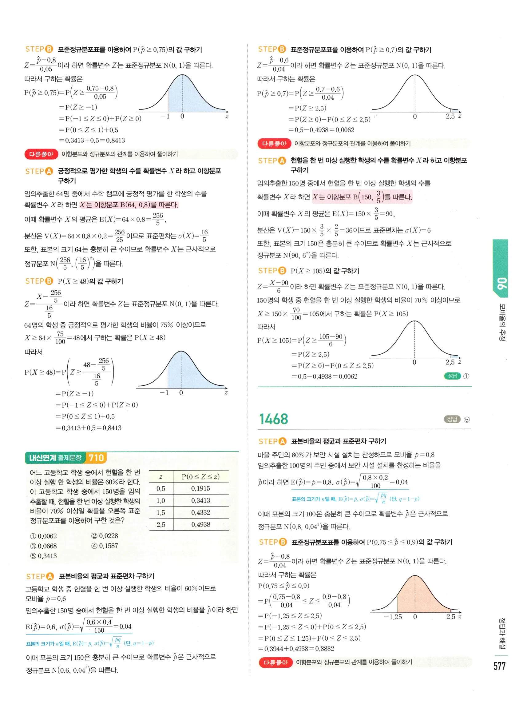 2026 마플시너지 확률과통계 06 모비율의 추정 답지 3쪽