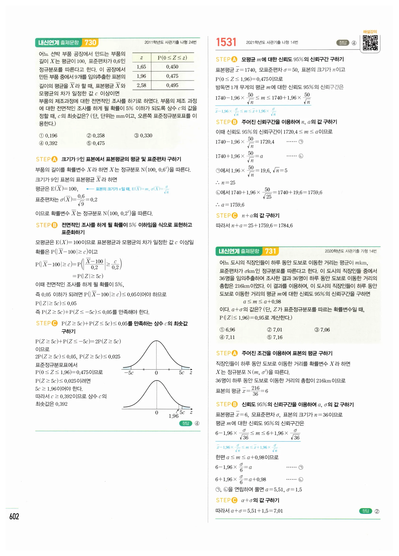 2026 마플시너지 확률과통계 06 모비율의 추정 답지 28쪽
