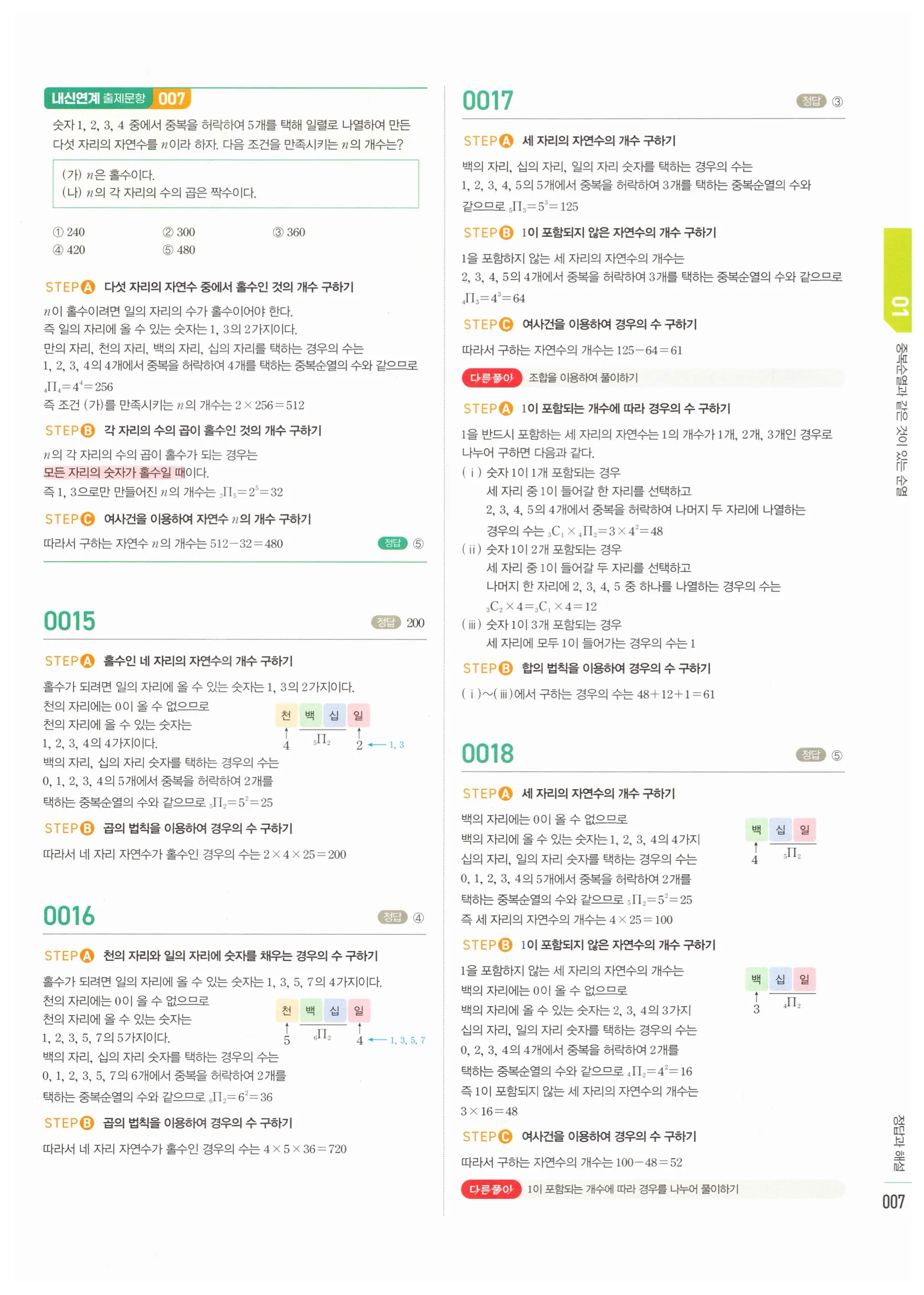 2026 마플시너지 확률과통계 01 중복순열과 같은 것이 있는 순열 답지 6쪽
