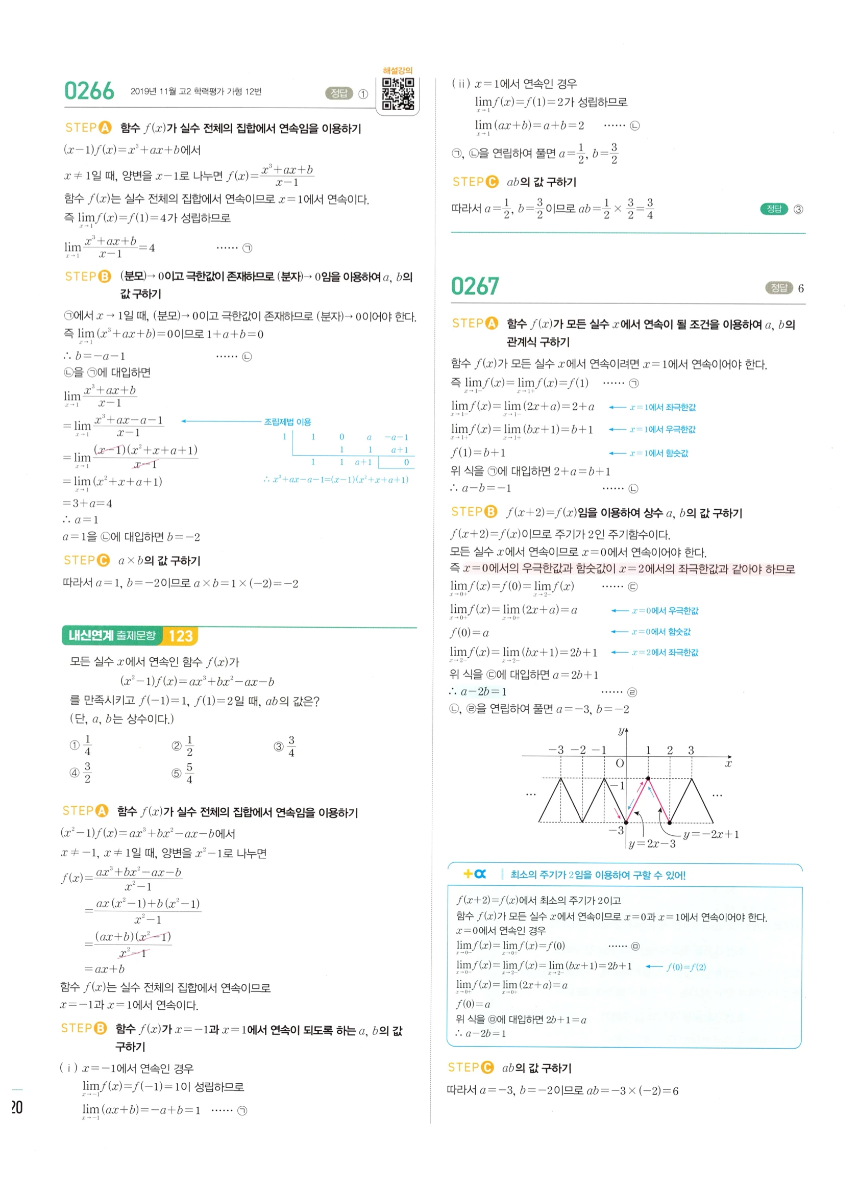 2026 마플시너지 미적분1 Ⅰ-02 함수의 연속 답지 해설 120쪽
