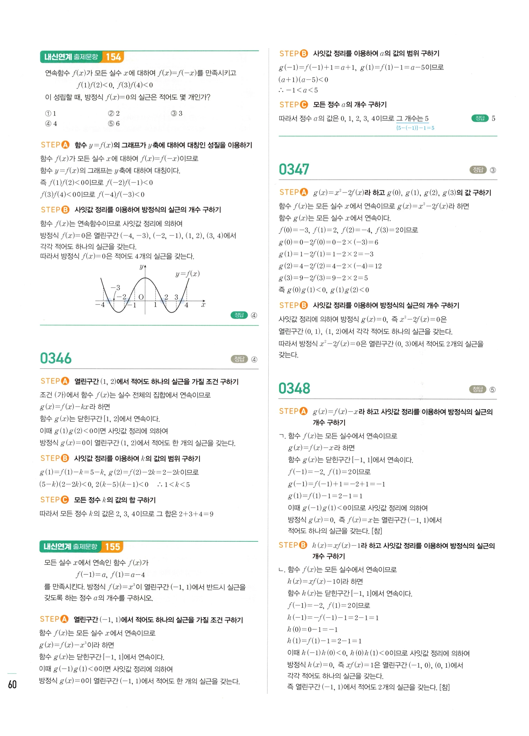 2026 마플시너지 미적분1 Ⅰ-02 함수의 연속 답지 해설 160쪽
