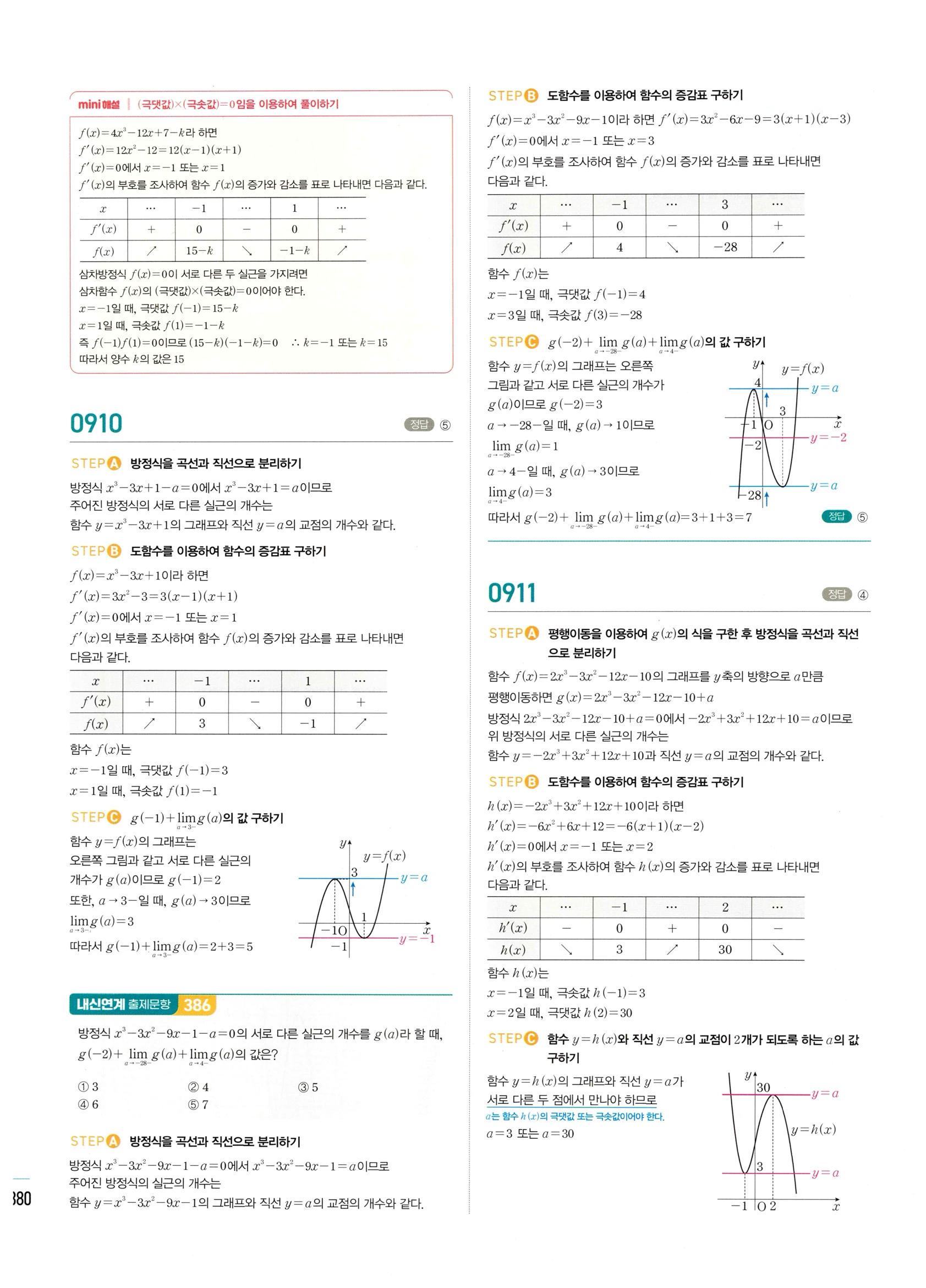 2026 마플시너지 미적분1 Ⅱ-04 방정식과 부등식 답지 해설 380쪽