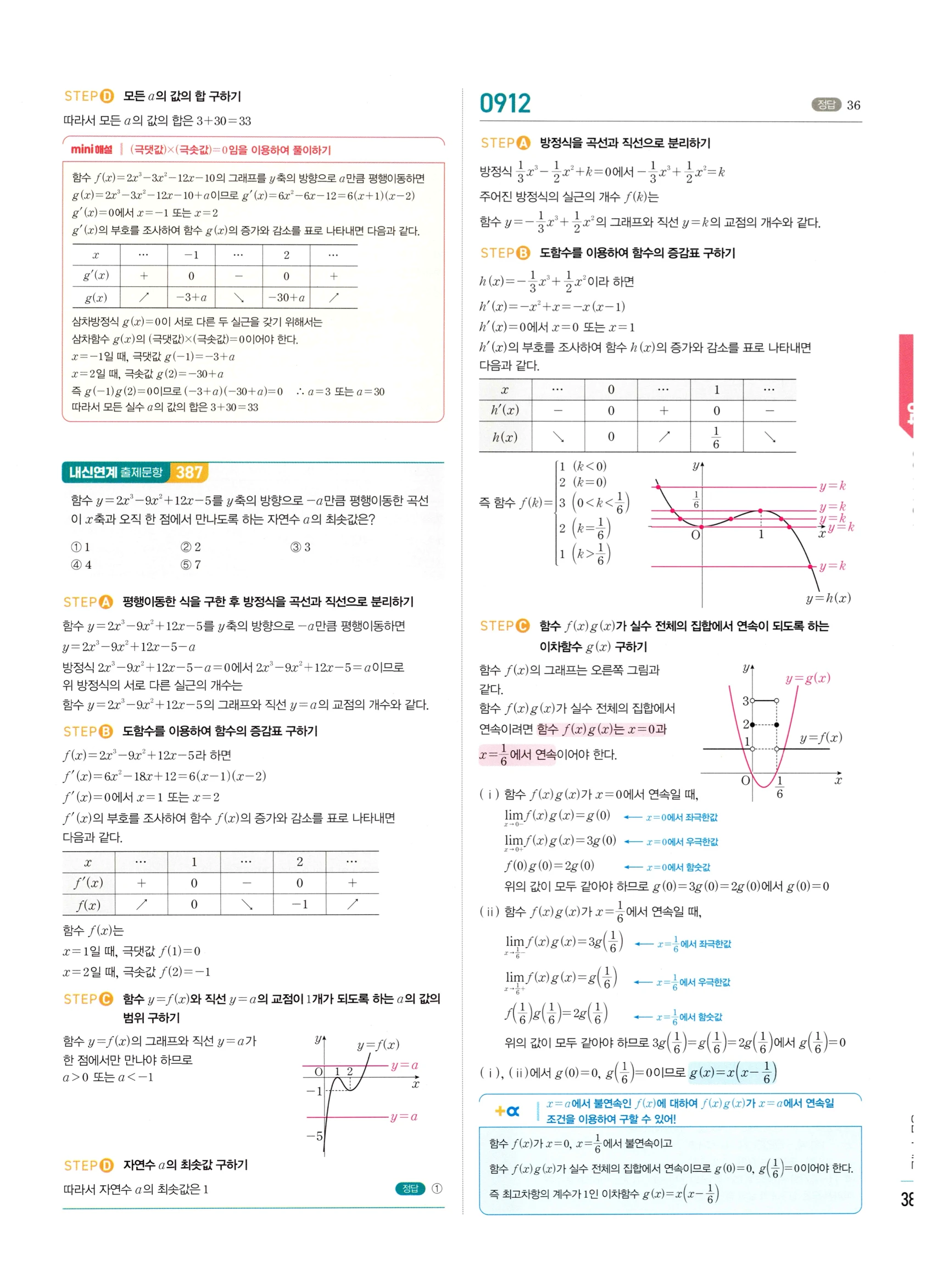 2026 마플시너지 미적분1 Ⅱ-04 방정식과 부등식 답지 해설 381쪽