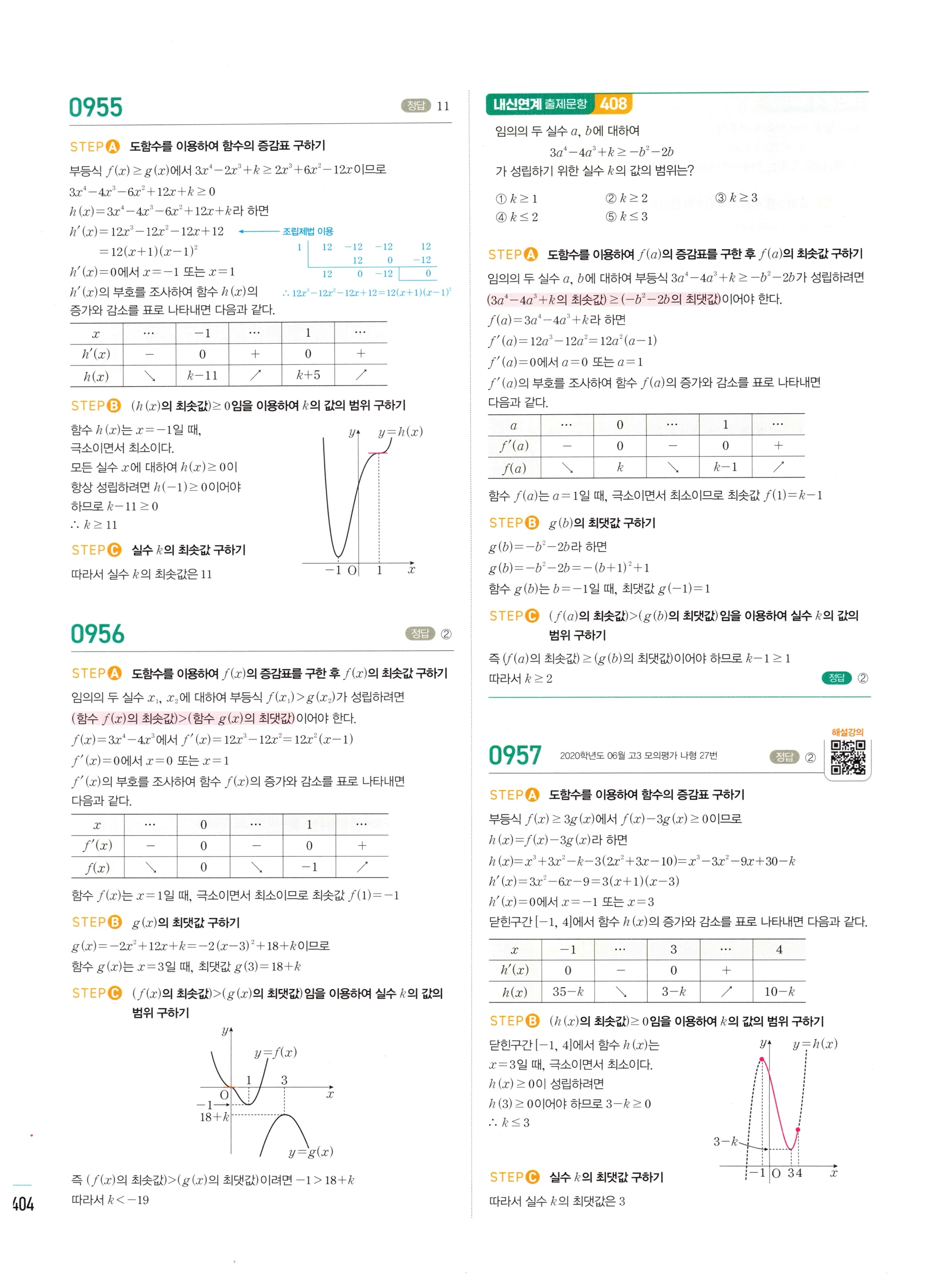 2026 마플시너지 미적분1 Ⅱ-04 방정식과 부등식 답지 해설 404쪽