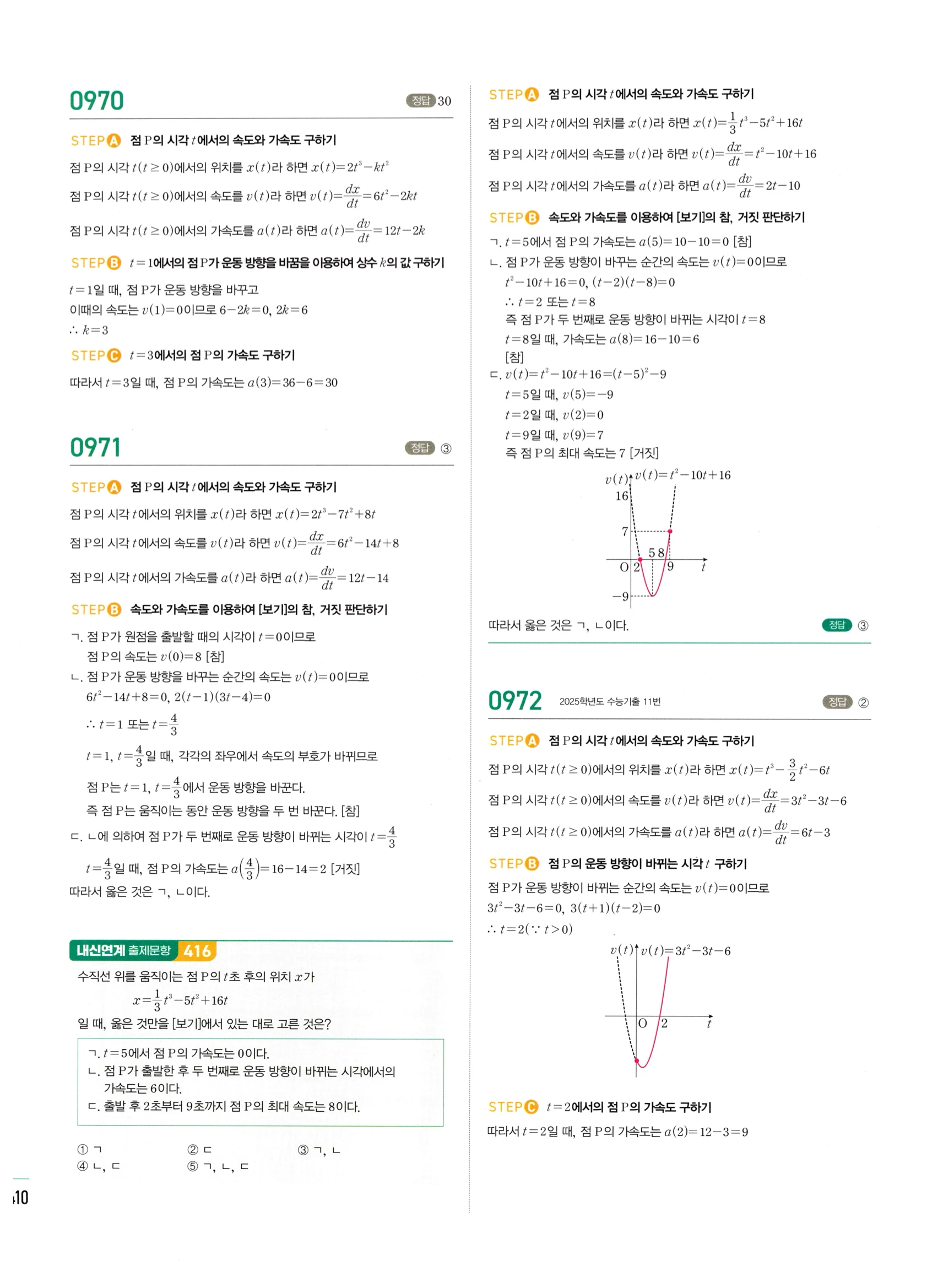 2026 마플시너지 미적분1 Ⅱ-04 방정식과 부등식 답지 해설 410쪽