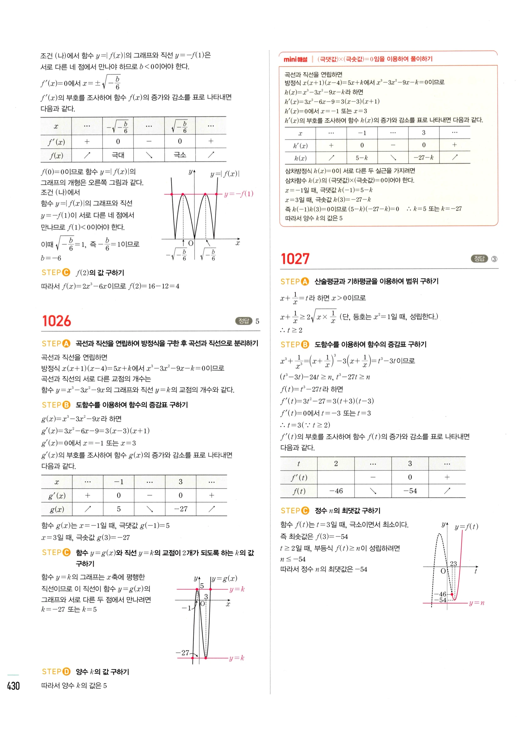 2026 마플시너지 미적분1 Ⅱ-04 방정식과 부등식 답지 해설 430쪽