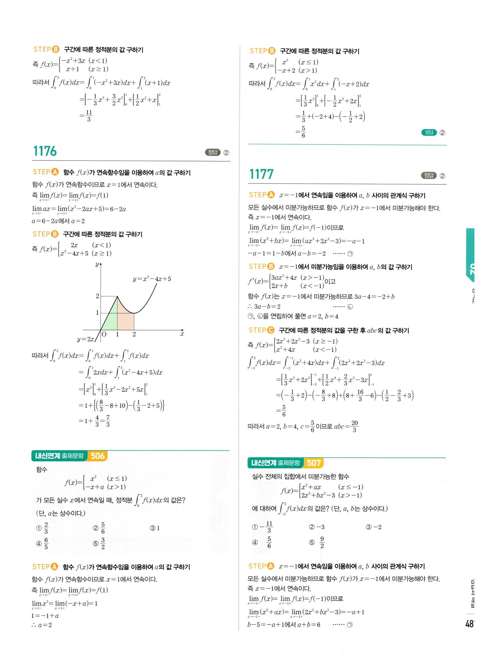 2026 마플시너지 미적분1 Ⅲ-02 정적분 답지 해설 481쪽