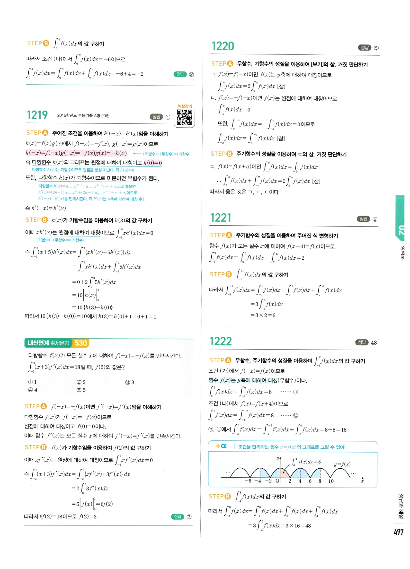 2026 마플시너지 미적분1 Ⅲ-02 정적분 답지 해설 497쪽