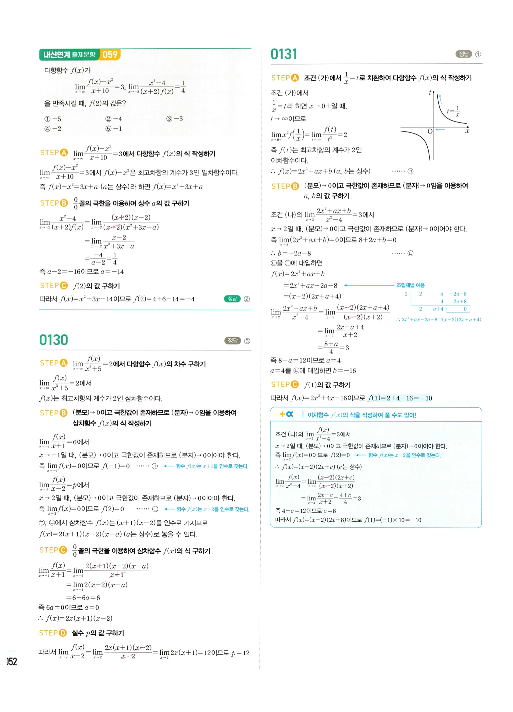 2026 마플시너지 미적분1 Ⅰ-01 함수의 극한 답지 해설 52쪽