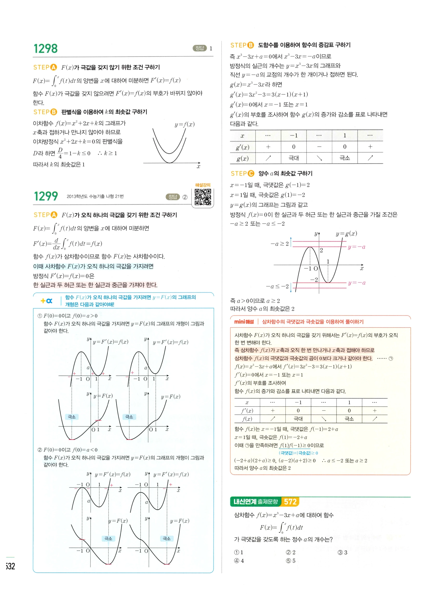 2026 마플시너지 미적분1 Ⅲ-02 정적분 답지 해설 532쪽