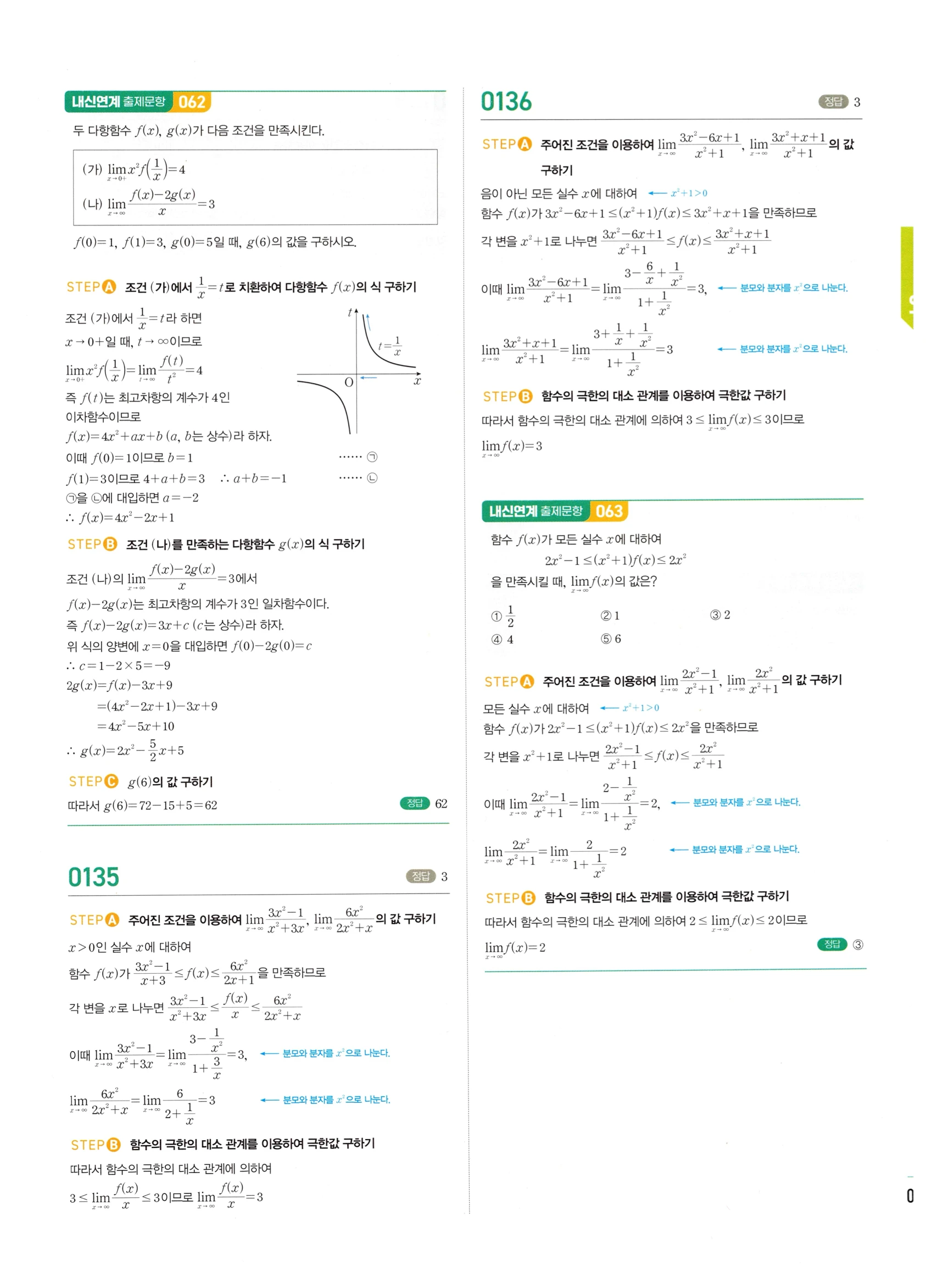 2026 마플시너지 미적분1 Ⅰ-01 함수의 극한 답지 해설 55쪽