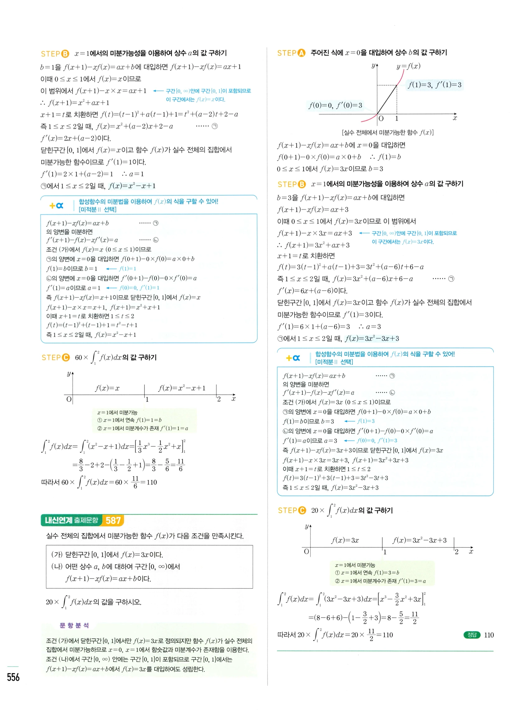 2026 마플시너지 미적분1 Ⅲ-02 정적분 답지 해설 556쪽
