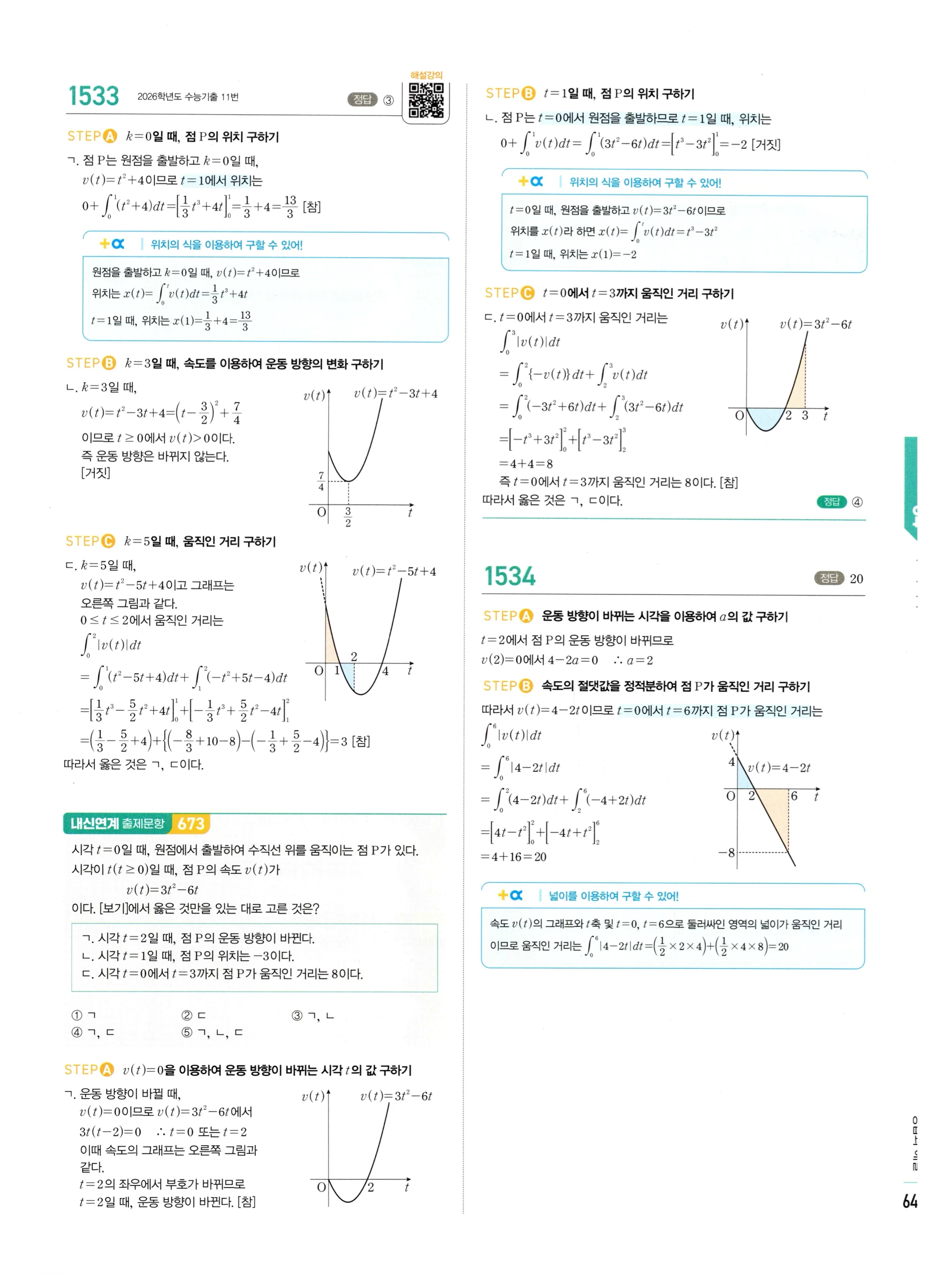 2026 마플시너지 미적분1 Ⅲ-04 속도와 거리 답지 해설 641쪽