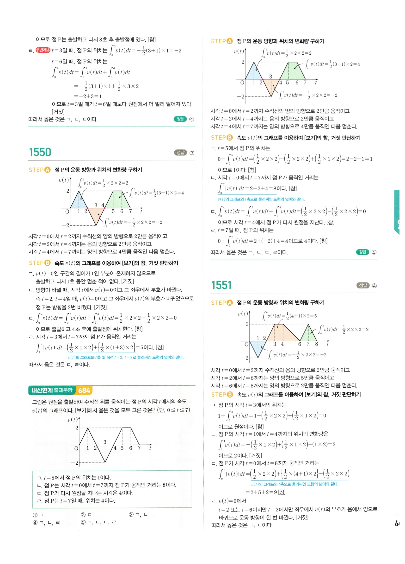 2026 마플시너지 미적분1 Ⅲ-04 속도와 거리 답지 해설 649쪽