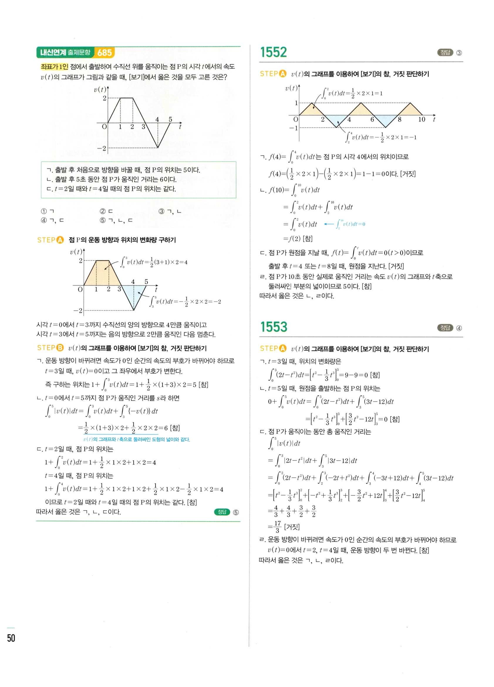 2026 마플시너지 미적분1 Ⅲ-04 속도와 거리 답지 해설 650쪽