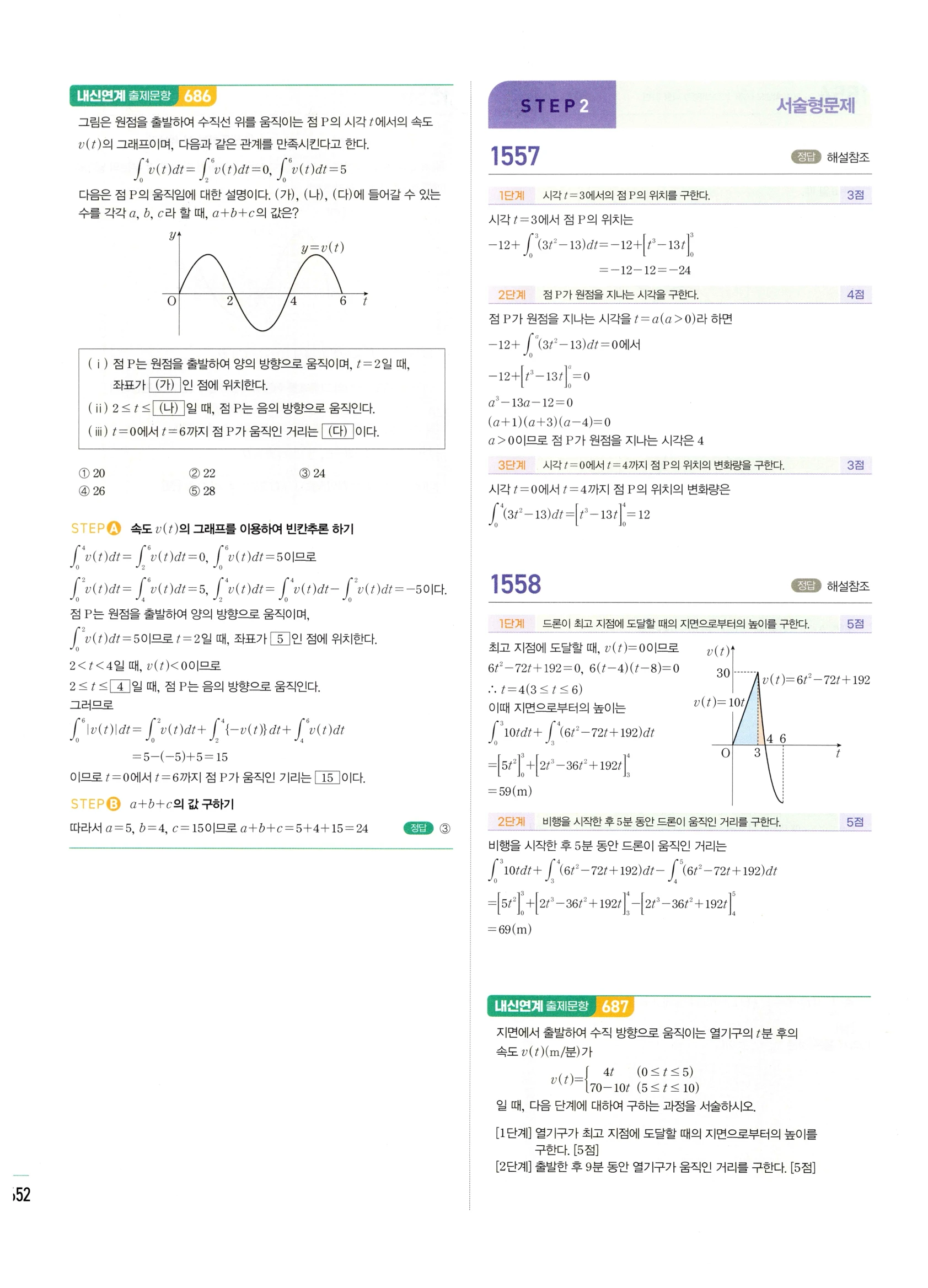 2026 마플시너지 미적분1 Ⅲ-04 속도와 거리 답지 해설 652쪽