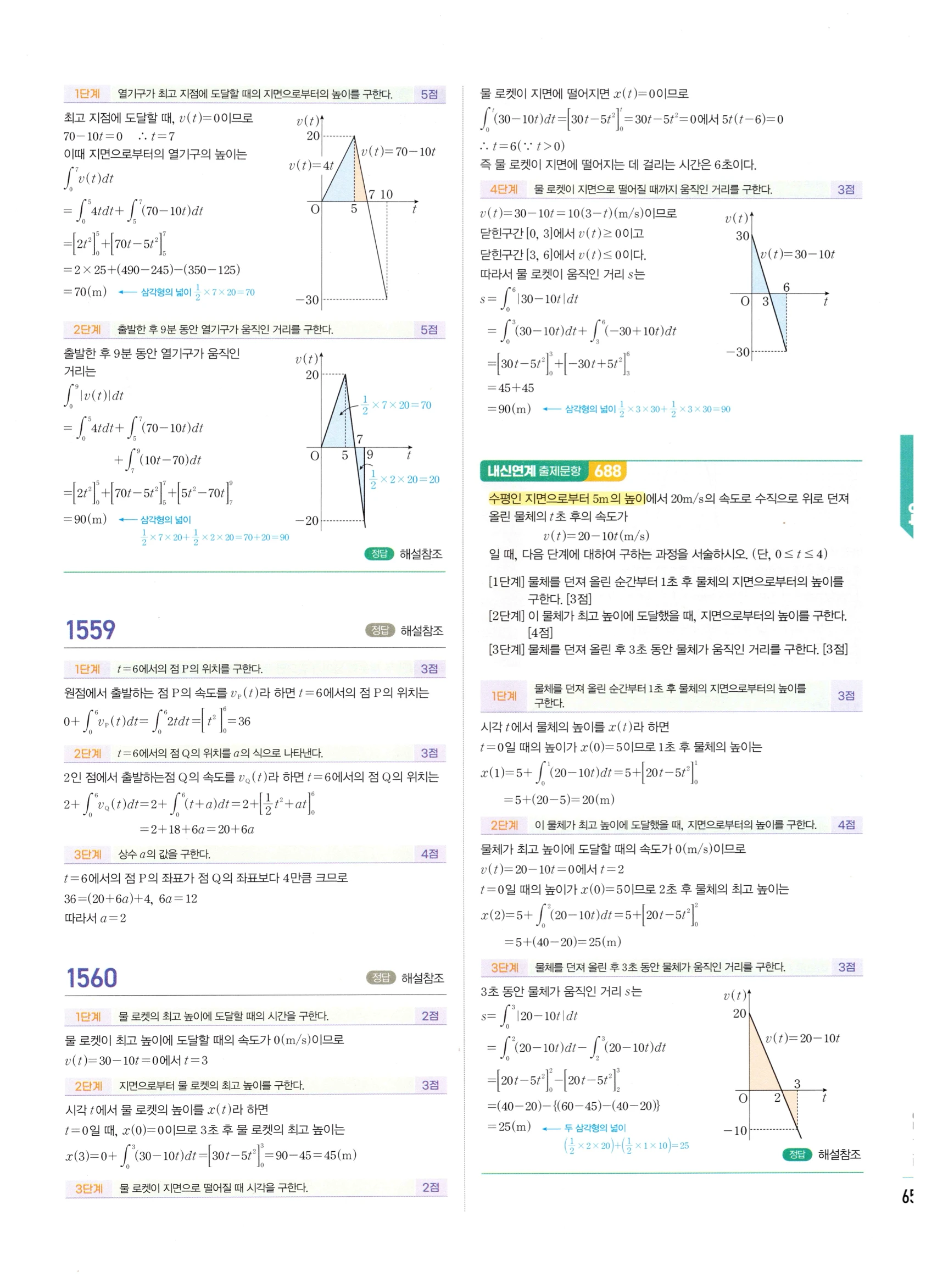 2026 마플시너지 미적분1 Ⅲ-04 속도와 거리 답지 해설 653쪽