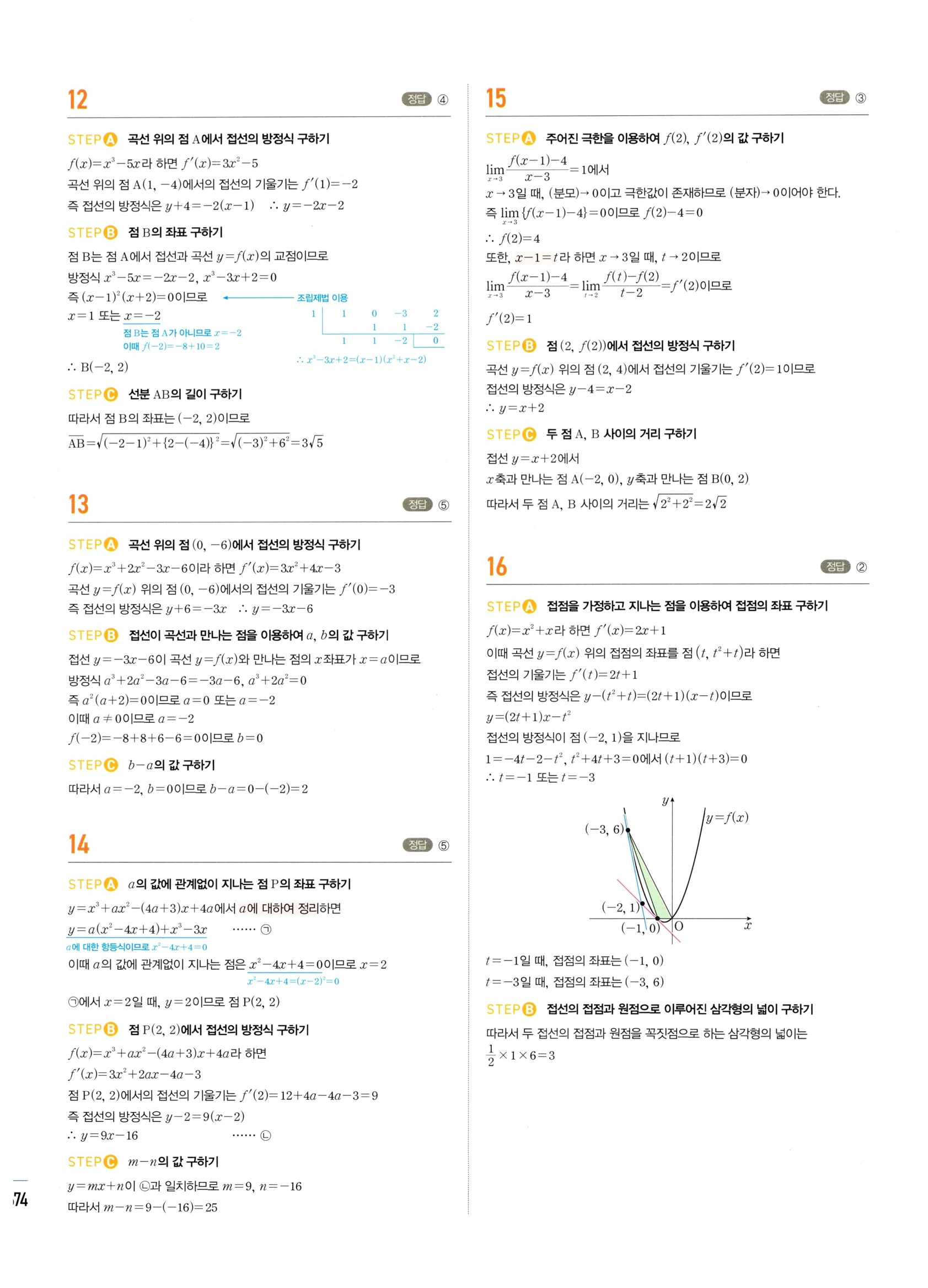 2026 마플시너지 미적분1 Ⅲ-04 속도와 거리 답지 해설 674쪽